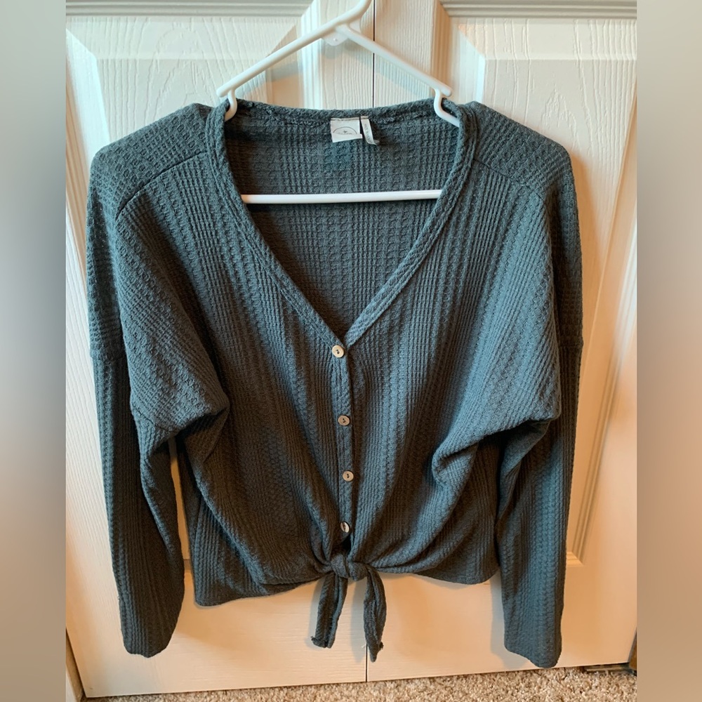 Women’s knit green tie sweater - Small